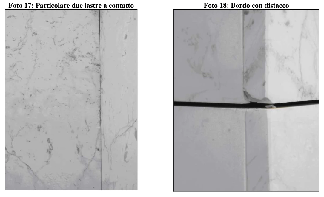 Foto 17: Particolare due lastre a contatto; Foto 18: Bordo con distacco